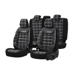 Σετ Καλύμματα Αυτοκινήτου Otom GTI Sports Design Universal Βαμβακερό Ύφασμα και Δερματίνη Εμπρός και Πίσω 11 Τεμαχίων Μαύρο - Γκρί