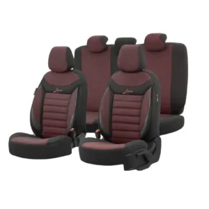 Σετ Καλύμματα Αυτοκινήτου Otom Line Design Orthopedic Extra Support Universal Βαμβακερό Ύφασμα Εμπρός και Πίσω 11 Τεμαχίων Κόκκινο - Μαύρο