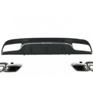 Diffuser προφυλακτήρα Mercedes C-class W205 (2014+) - AMG look - με μπούκες